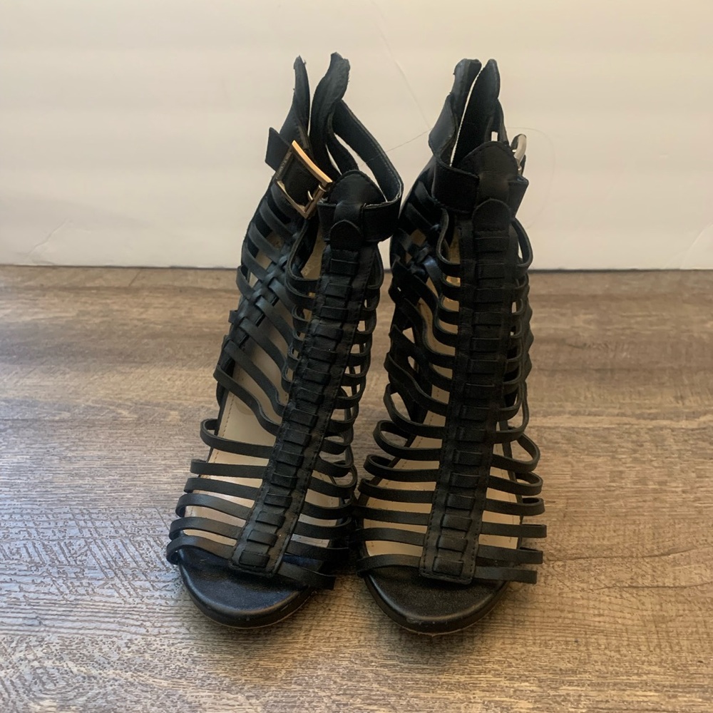 vince Camuto gladiator Stiletto Strappy Ankle Dressy Black Sandal Size 10 - Picture 3 of 10